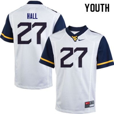 Youth West Virginia Mountaineers NCAA #27 Kwincy Hall White Authentic Nike Stitched College Football Jersey RQ15O11LV